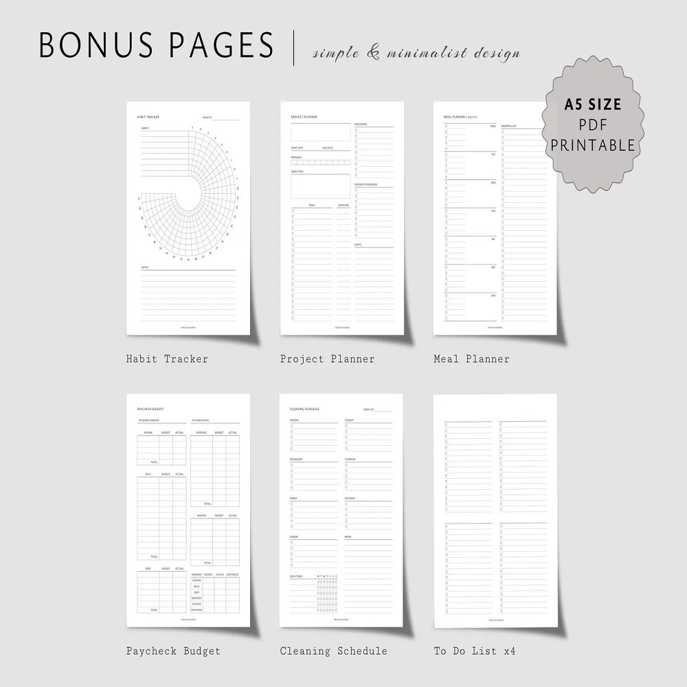 Planner Inserts A5
