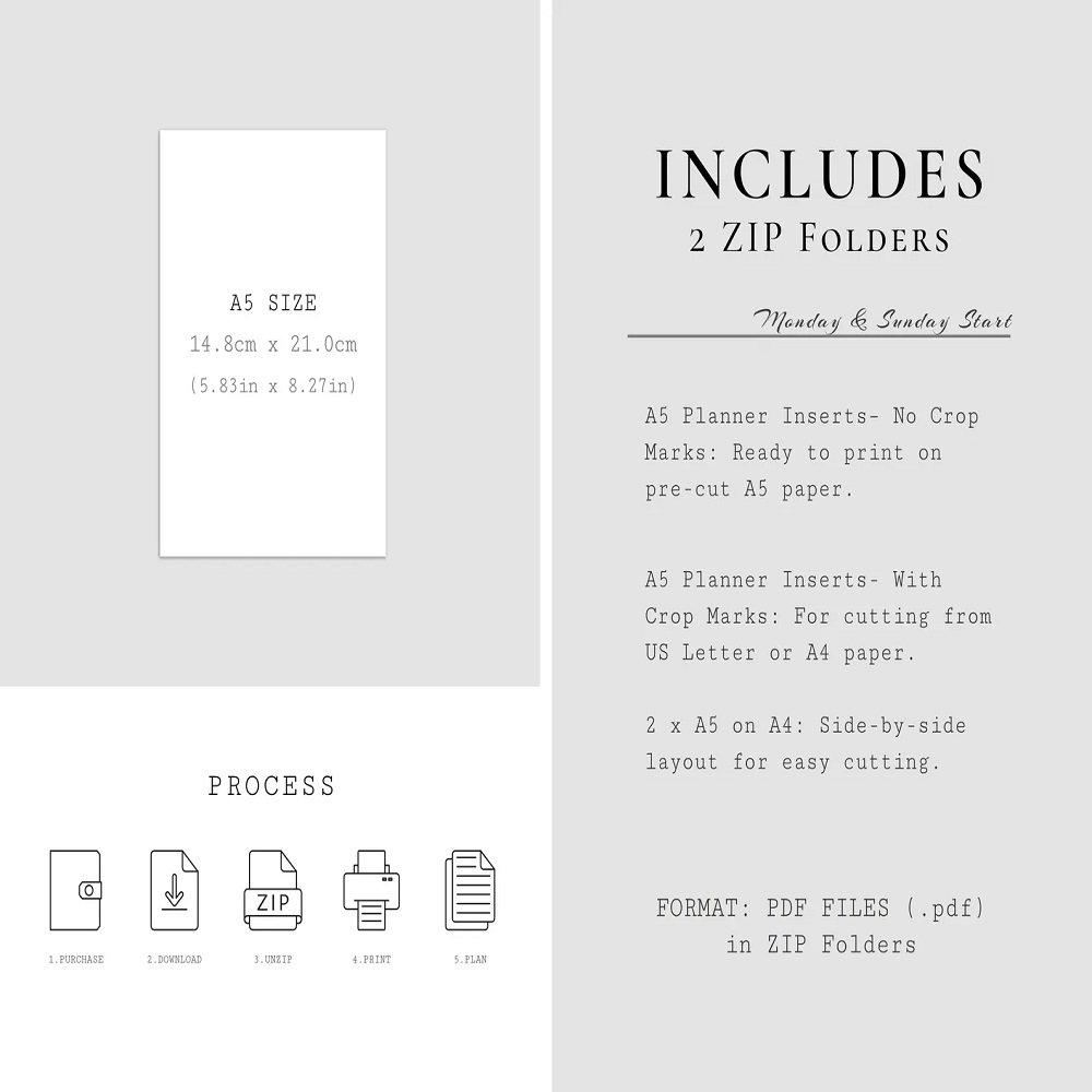 Planner Inserts A5 | Inserts A5 Planner