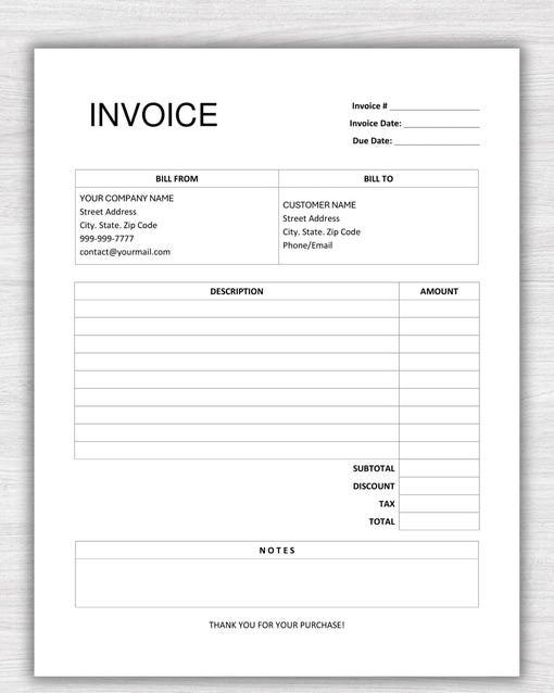 Template Invoice