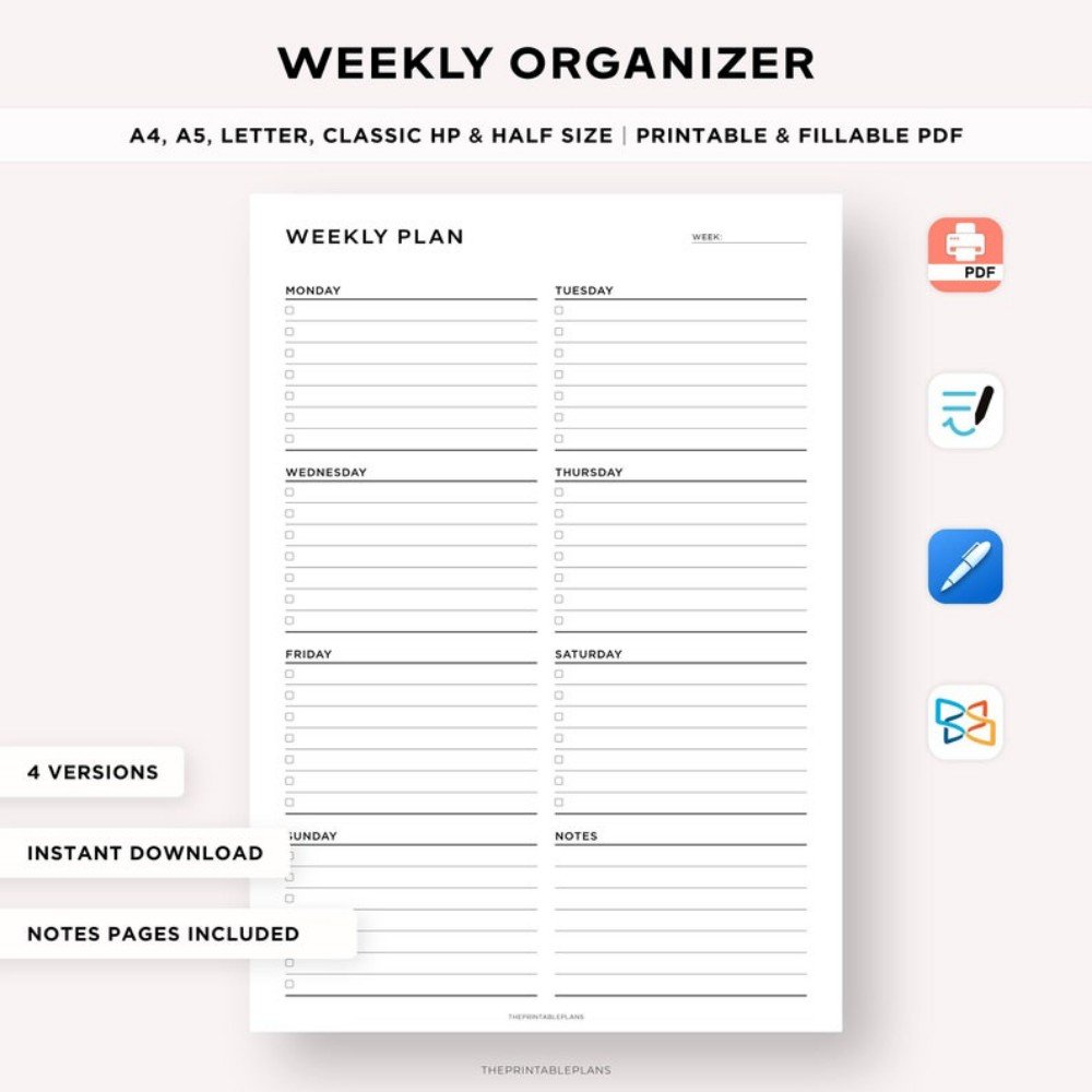1 Week Calendar Printable